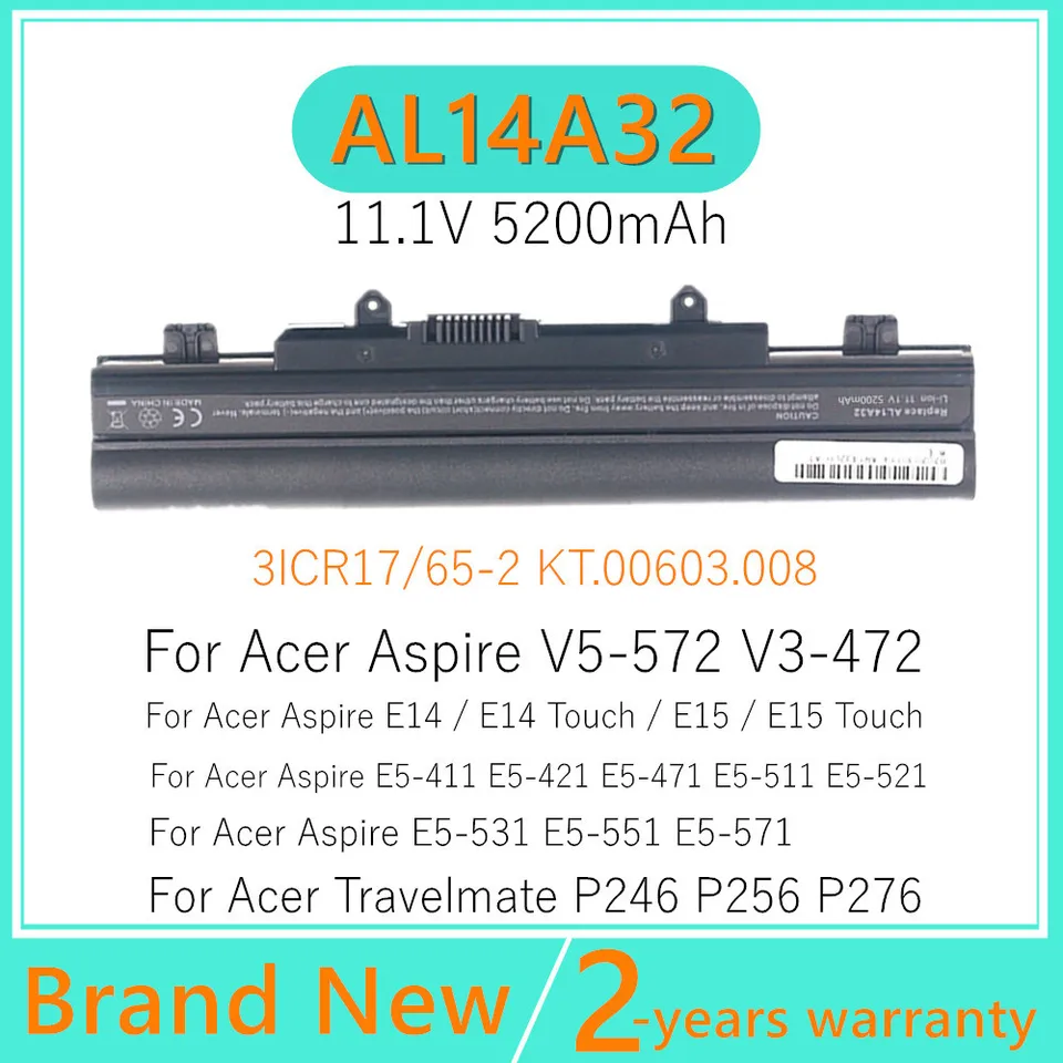 Batéria prenosného počítača AL14A32 pre Acer Aspire E14 E15 E5 E5-531 E5-551 E5-421 E5-471 E5-571 V3-472 V3-572