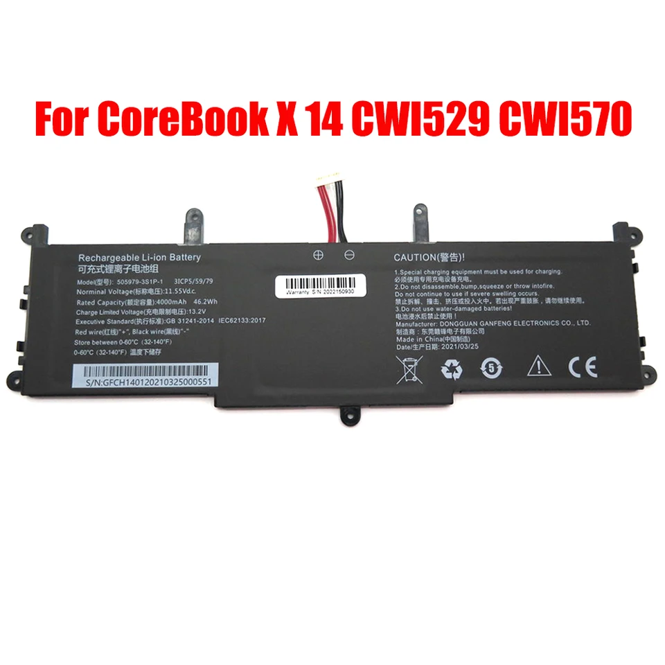 Batéria prenosného počítača pre Chuwi pre CoreBook X 14 CWI529 505979-3S1P-1 11.55VDC 46,2WH 10pin 7. LINE NOVÉ