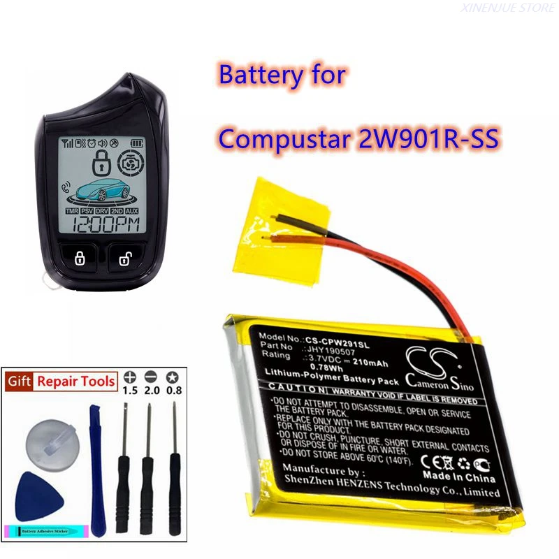 Batéria s diaľkovou batériou bez kľúča 3,7 V/210 mAh JHY190507 pre COMPUSTAR 2W901R-SS