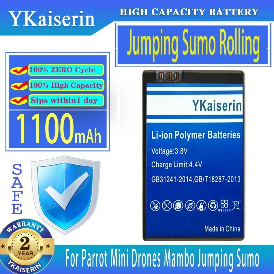 Batéria ykaiserin 1100 mAh pre papagáje Mini Drones Mambo Jumping Sumo a Rolling Spider