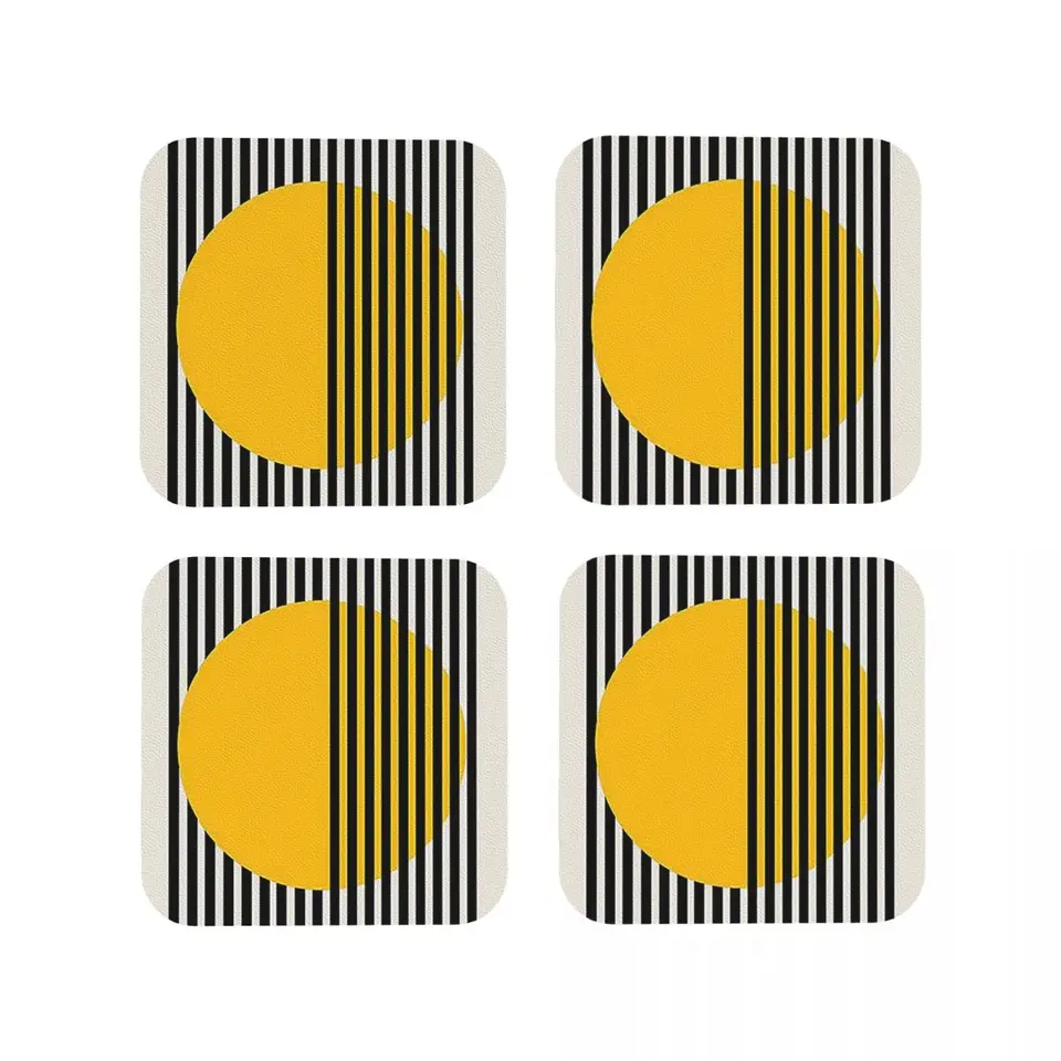 Bauhaus výstavná tlač, nástenné umenie žltý kruh steny DEC Coasters kuchynské prestieranie šálky kávových rohoží pre podložky na riad