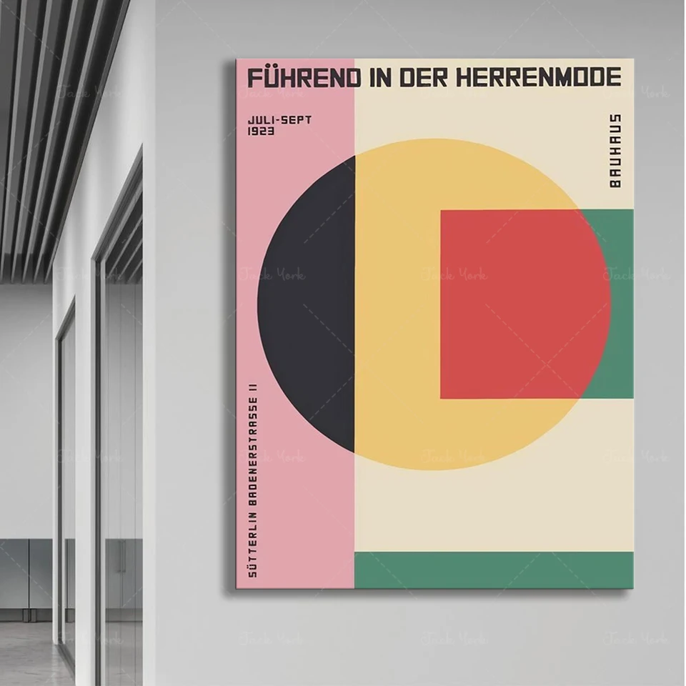 Bauhaus zafarbený kruh zarámovaný tlač
