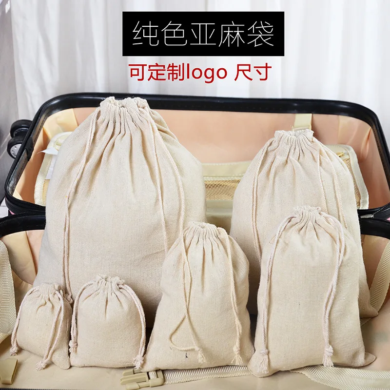 Bavlnená a ľanová šnúrka vrecka na ochranu životného prostredia balenie úložný priestor Semeno čaj Rice Sack Storage Storage Bag