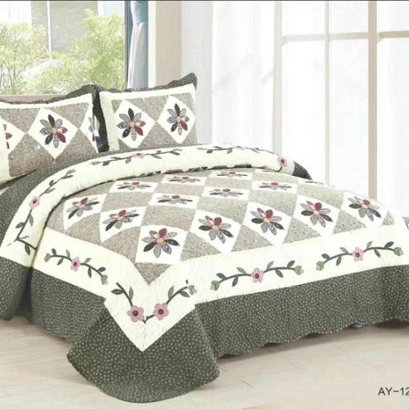 Bavlnená prikrývka Bedspread na posteli Aplikácia prešívaná prikrývka Európska krytina Plaid Cubrecam Bed Cover Colcha 175x210 cm