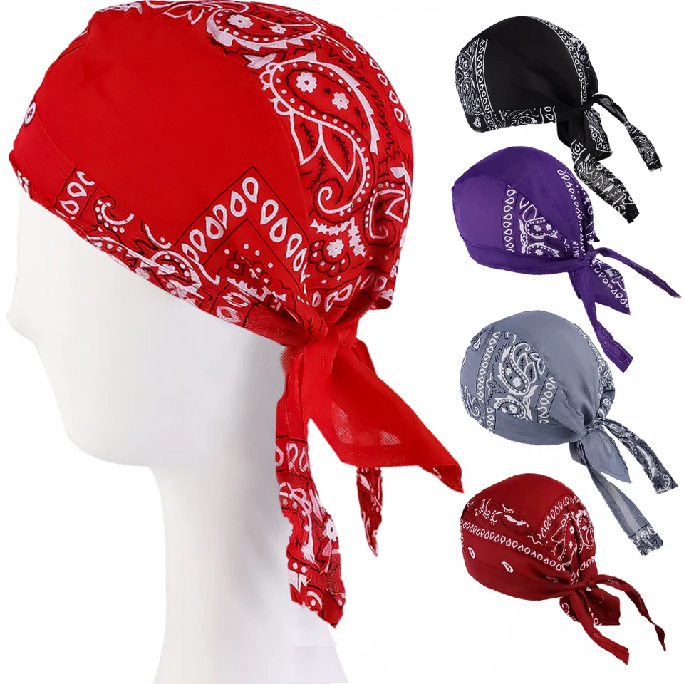 Bavlnená tlačená cyklistická šatka šatky Quick Dry Skull Bandanas nastaviteľná bicykel kapucňa čela hlavy hlavy