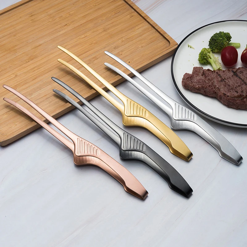BBQ Food Tongs Garbecue Clips z nehrdzavejúcej ocele Vonkajšie grilovanie nelickú steaková svorka na pečenie Nástroj kuchynské doplnky