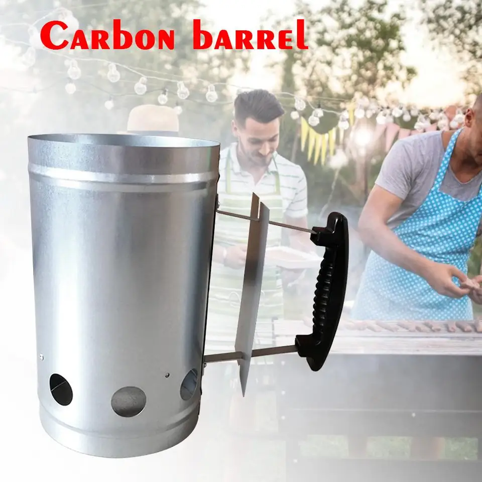 BBQ gril kemping kachle Outdoor proti skĺznutiu grilovací nástroj na uhlie s rukoväťou komín Štarter uhlíkový rýchly zapaľovač