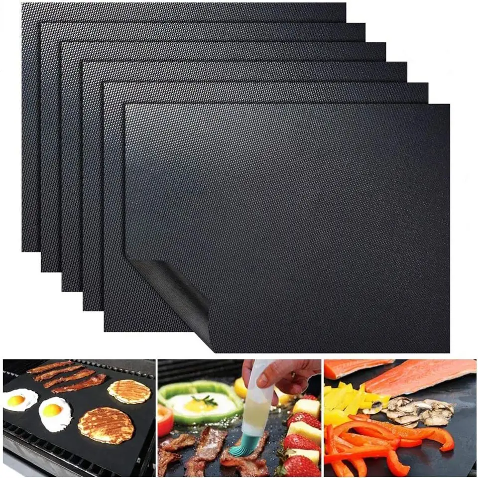 BBQ Grill Mat Ronu nelepivé rohož odolné voči tepelne grilovaným rohožou vonkajšie pečenie Opätovné použiteľné grilovanie Party Mat 40x33cm Gril