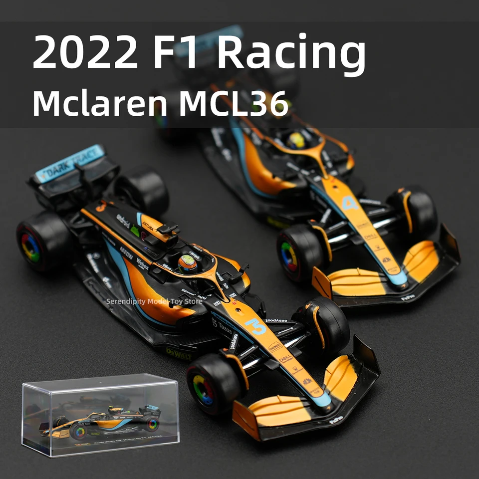 Bburago 1:43 2022 McLaren McL36 F1 Formula Racing Car Static Simulation Diecast Zliatina Model Acryl Box