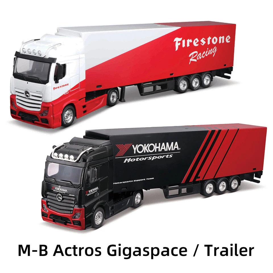 Bburago 1:43 Mercedes-Benz Actros Gigaspace Trailer Heavy Tractor Truck Black Die Castle Collective Hobbies Model hračky