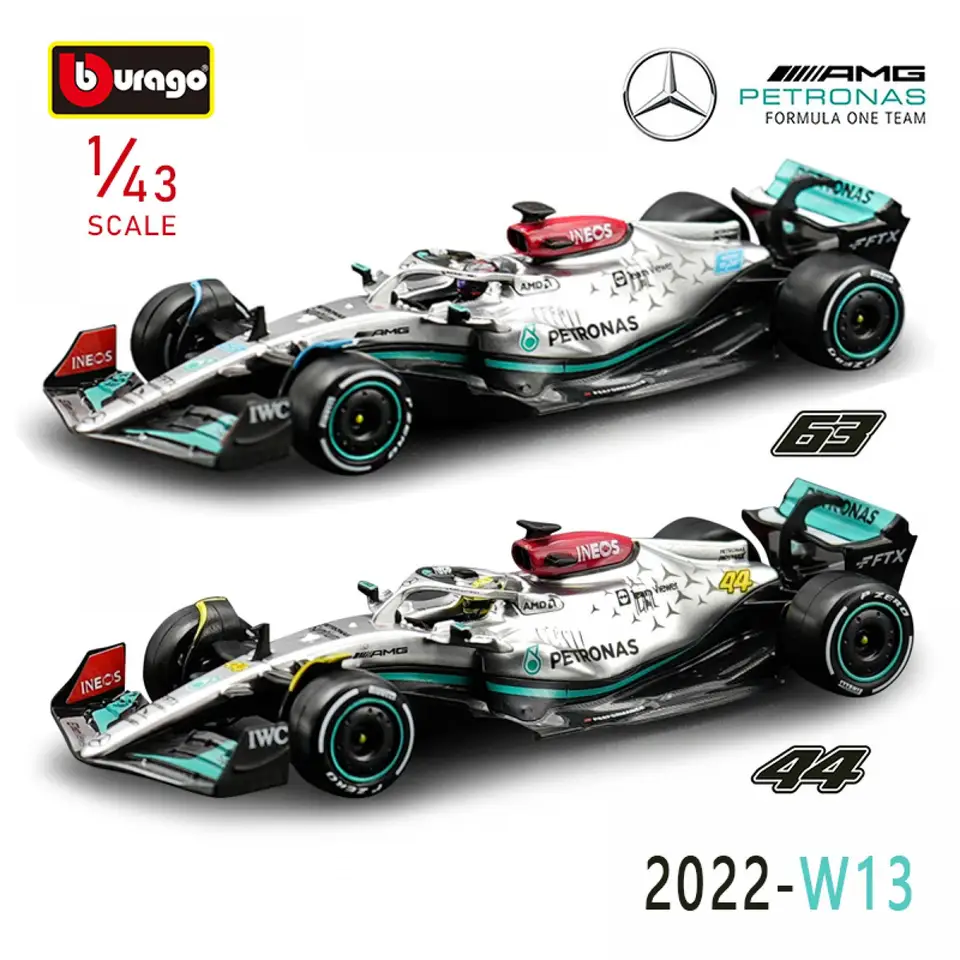 BBURAGO 1:43 W13 2022 Mercedes Benz F1 Team 44 Hamilton Team 63