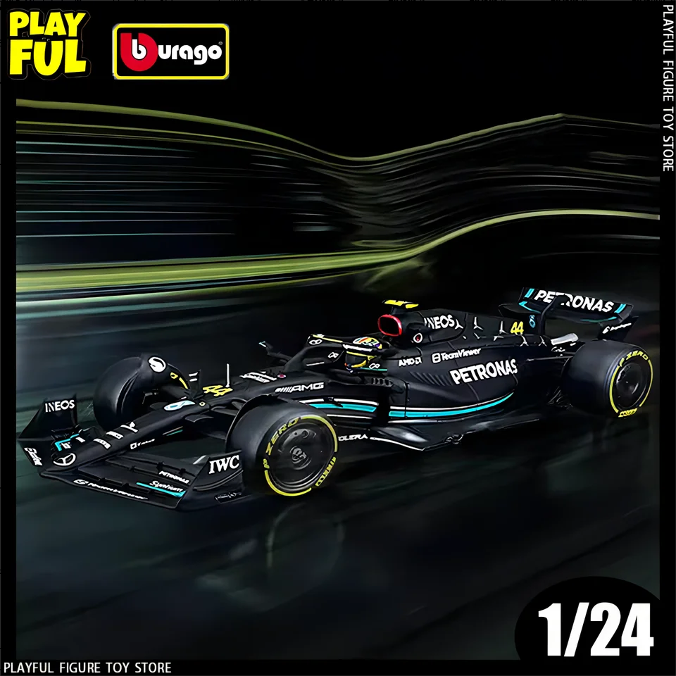 BBURAGO 2023 1:24 Akrylové obaly Mercedes-AMG Bnez F1 W14 E Car Diecast Model Luxusné vozidlo Darček pre deti Formula Hračky