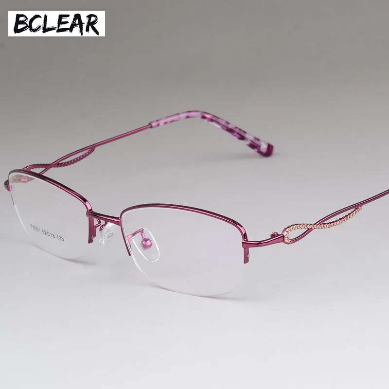 BcLear Vintage Eyeglass Ženy Half Frame Myopia Optické okuliare okuliare Čisté ružové červené okuliare Oculos de Grau Feminino