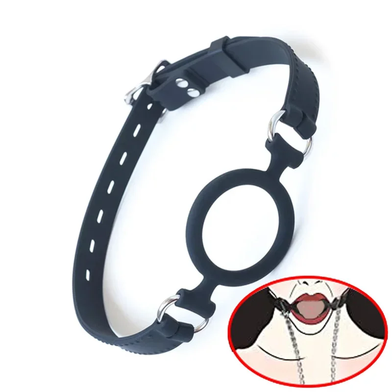 BDSM Open Mouth Gag O Ring, 100% lekársky silikónový postroj s plnou hlavou, SM Sex Hračky pre páry, otroctvo