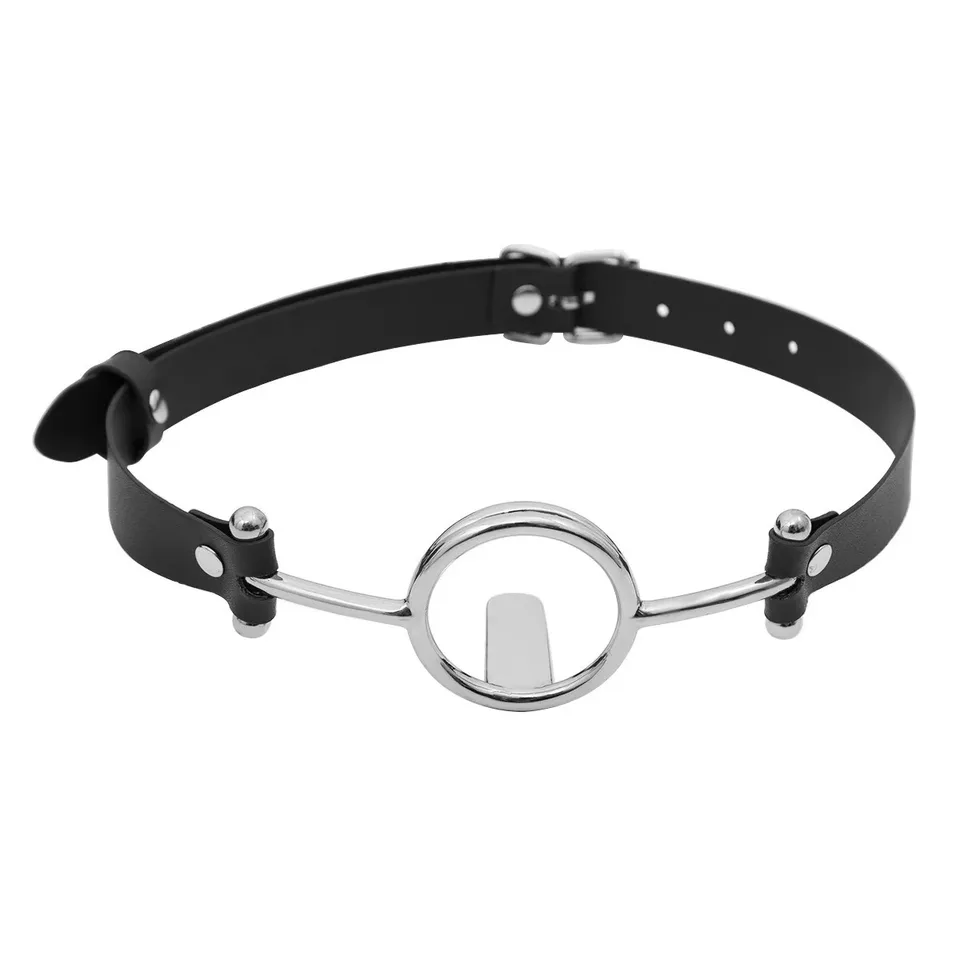 BDSM z nehrdzavejúcej ocele Otvorené ústa o gag o krúžkový jazyk Flail BDSM BDSM Bondage Kožený postroj guľa Dospelý otrok erotický sexuálny hračku pre páry