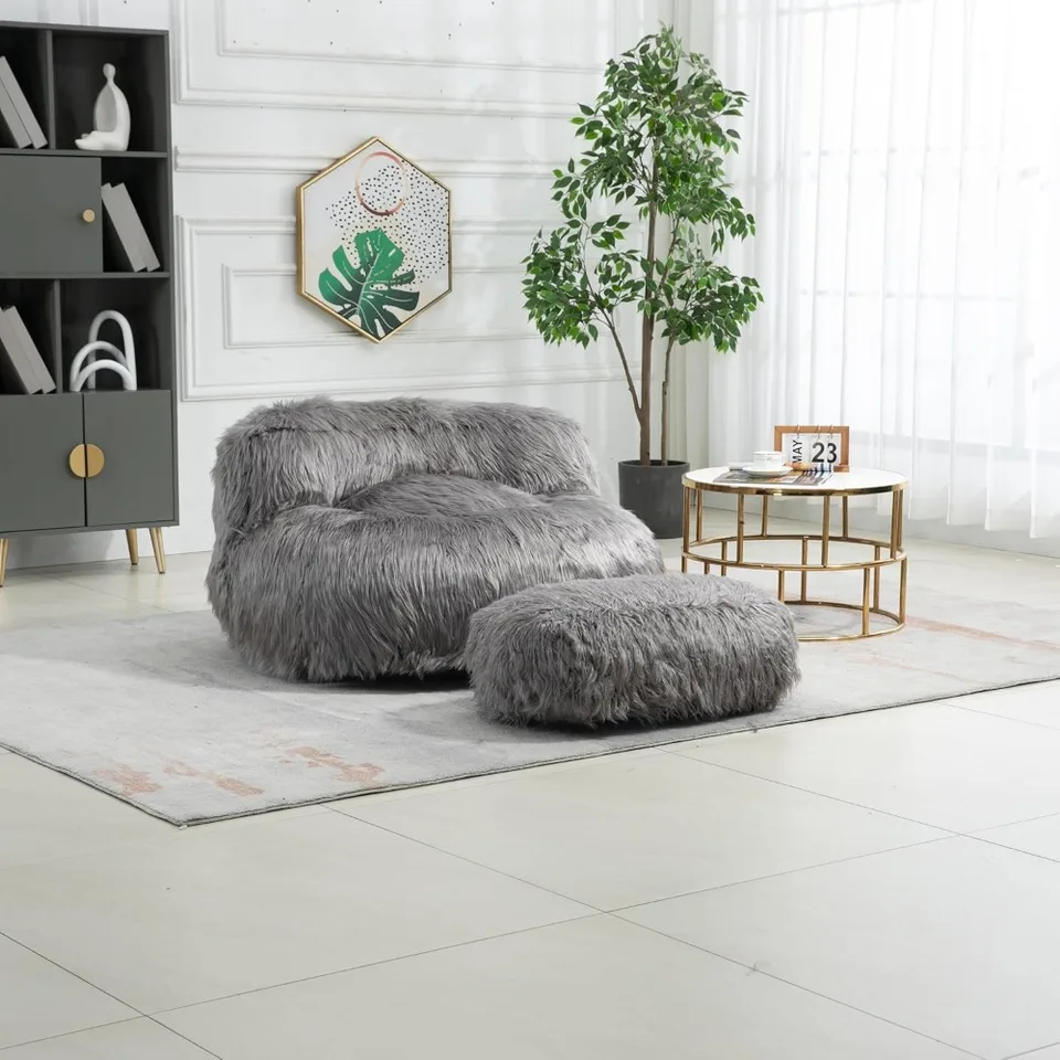 Bean Bag Stolička a podnietenie sety s jedným hráčom Game Sofa Cast Decoration Stolička Grey Faux Kožušina lenivá pohovka/podnietenie nábytku