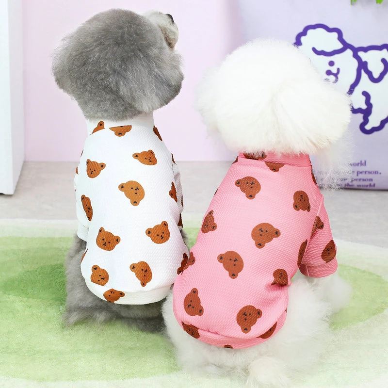 Bear Print York Dog Clothes Jarné letné tričko pre mačky ľahké mačiatko francúzsky buldog mikina dizajnér dizajnérske domáce zvieratá