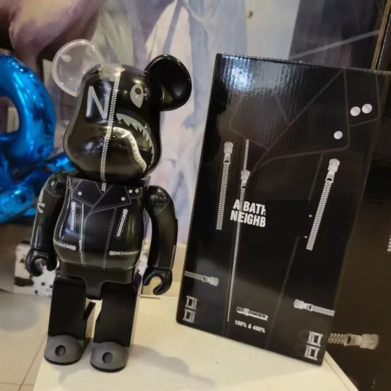Bearbrick B@Bod Black Leath Bear High Luxury Tide Play Nový 28 cm 400% Čistá červená dekorácia Domáca akcia postava