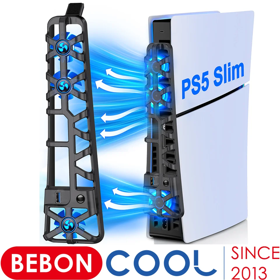 BEBONCOOL COLLING FANT FAN pre Sony PS5 Slim Games Console Digital/Disc Edition 3-Rýchlostné chladiče pre fanúšikov PS5 Slim Accessories