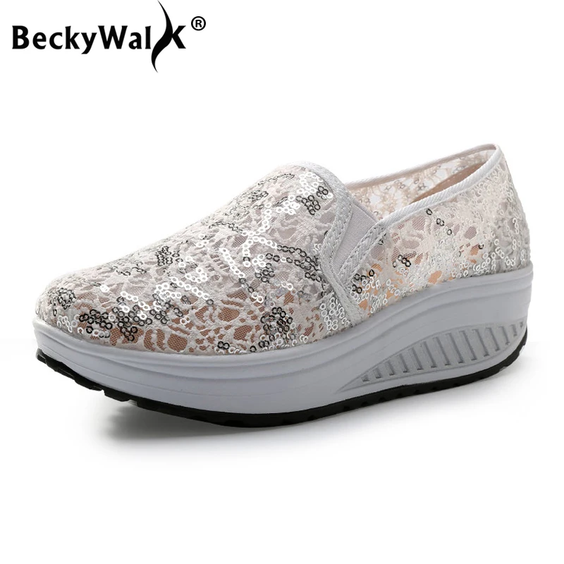 Beckywalk Spring Women Flats Dámske tenisky Platformy Dámy Prieinty Priepustné sieťové topánky Žena WHOWWEAR WIGHT OBUZ WSH2928