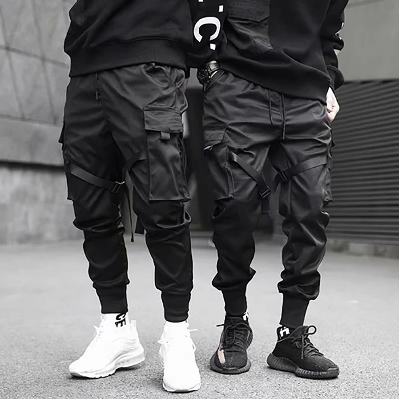 Bedrové popové nohavice Men Men čierny vreckový harém joggery harajuku teplý módny módny muži nohavice streetwear slečny hombre