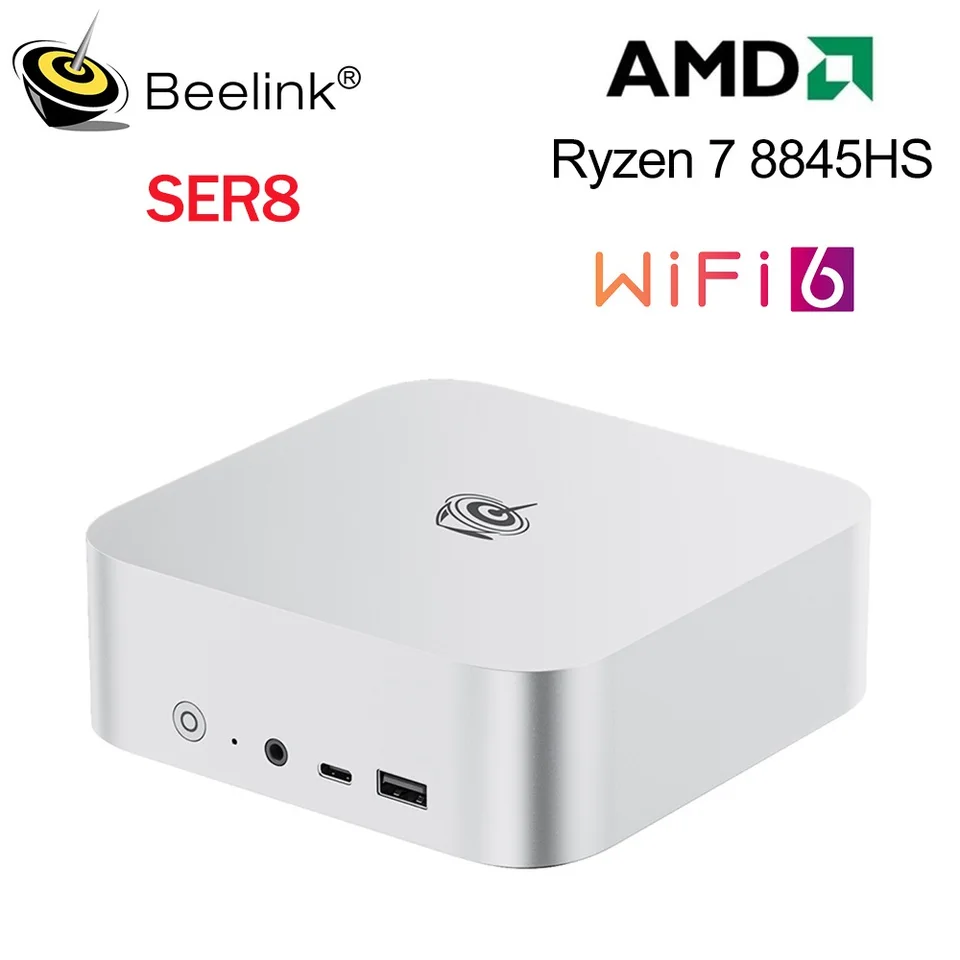 Beelink AI PC Mini Gaming PC SER8 Výkonný s AMD Ryzen 7 8845HS 32G DDR5 1T NVME PCIE4.0 SSD 2,5 GBPS USB4.0 Desktopový počítač
