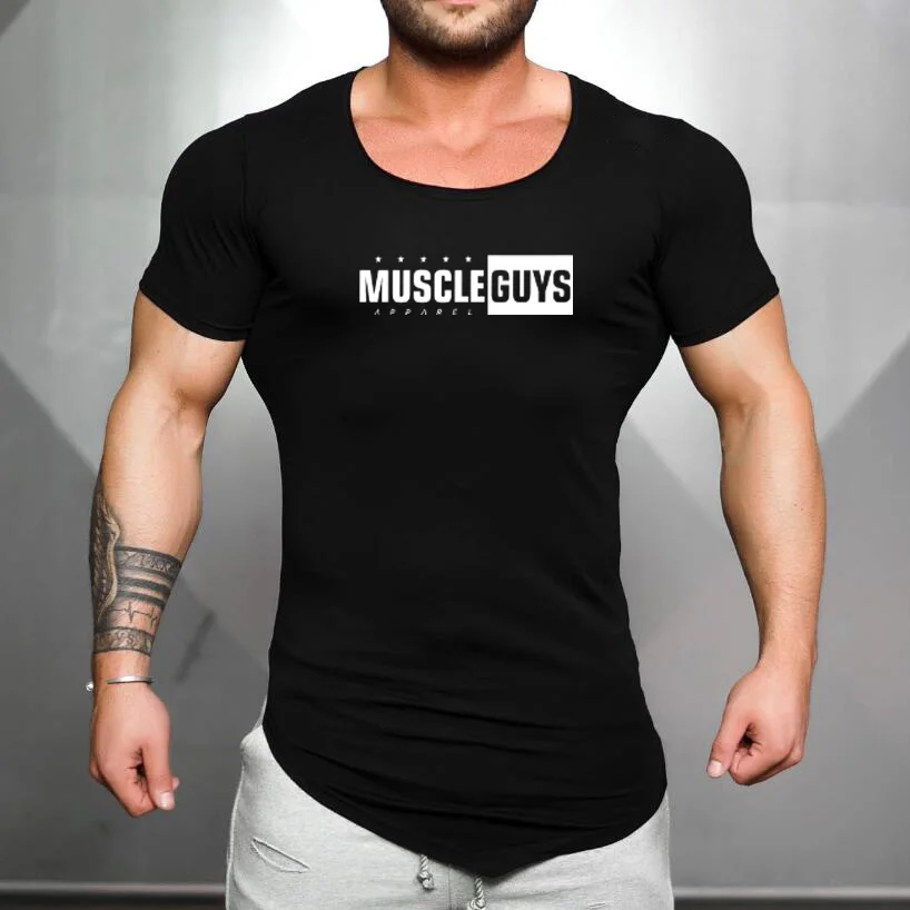 Beh s veľkým okrúhlym krkom s krátkym rukávom košele Pánske fitness športy Slim Fit Tričko telocvične Budúce odevy bavlnené priedušné vrcholy