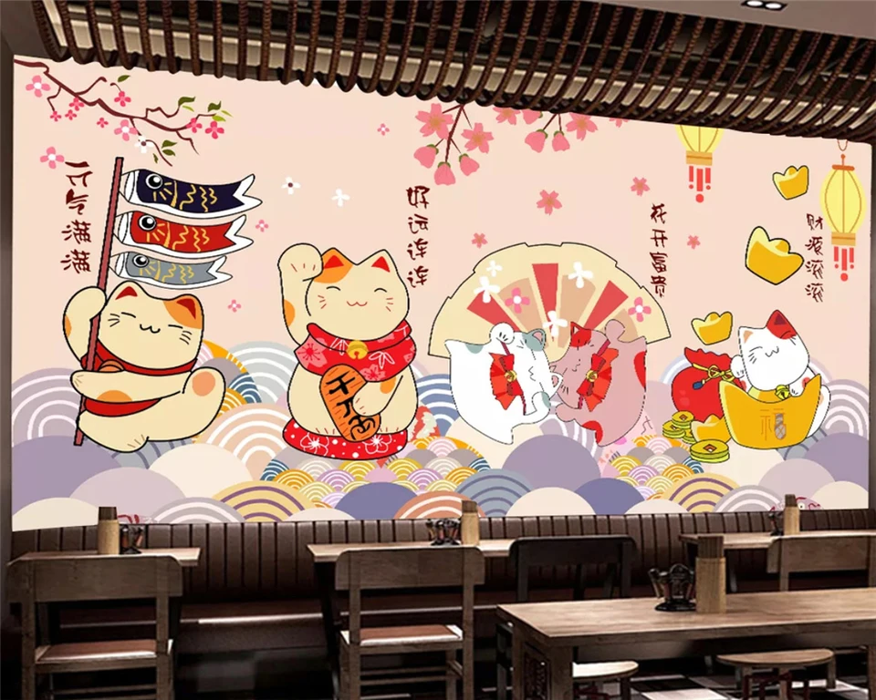 Beibehang Prispôsobené ekologické tapety Japonská kuchyňa Sushi Restaurant pozadie nástenné papiere Domáce dekorácie papier peint