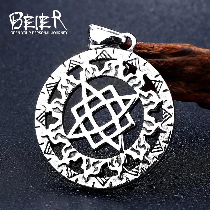 Beier 316L z nehrdzavejúcej ocele Small Svarog Square Pendant. Hviezda Rus Amulet prívesok staroveký slovanský talisman prívesok šperky pohanstvo