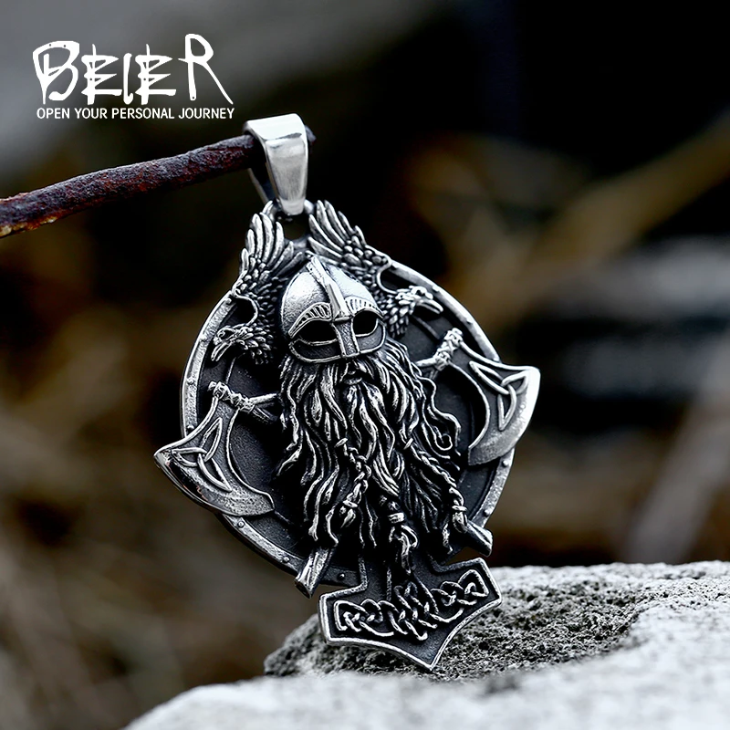 Beier Viking Wicca Man Valknut Hammer of Thor 24Nory Runes Irish uzol Mjolnir vyhlásenia Žena náhrdelník prívesky BP8-375