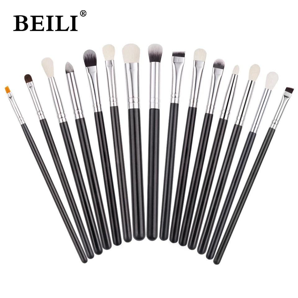 Beili 15ks Profesionálne kefy na make -up set no logo prírodné kozie vlasy očné tiene očné linky make -up kefy Tools Tools