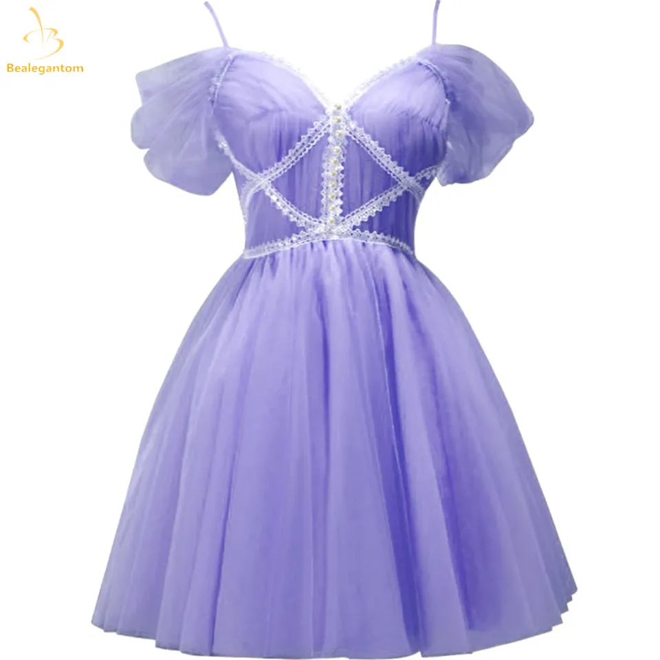 Belegantom Short Homecoming Chayses Spaghetti popruhy Tulle Lace Lace Lace Korálkové korálkové mini graudačné koktailové formálne plesové šaty B58