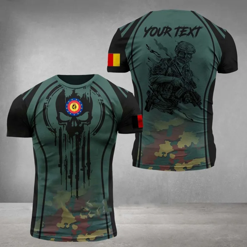Belgická vlajka camo 3D tlačené tričko pre mužov maskovacie grafické tričko Belgické príležitostné športové vrcholy Tees Mužské oblečenie