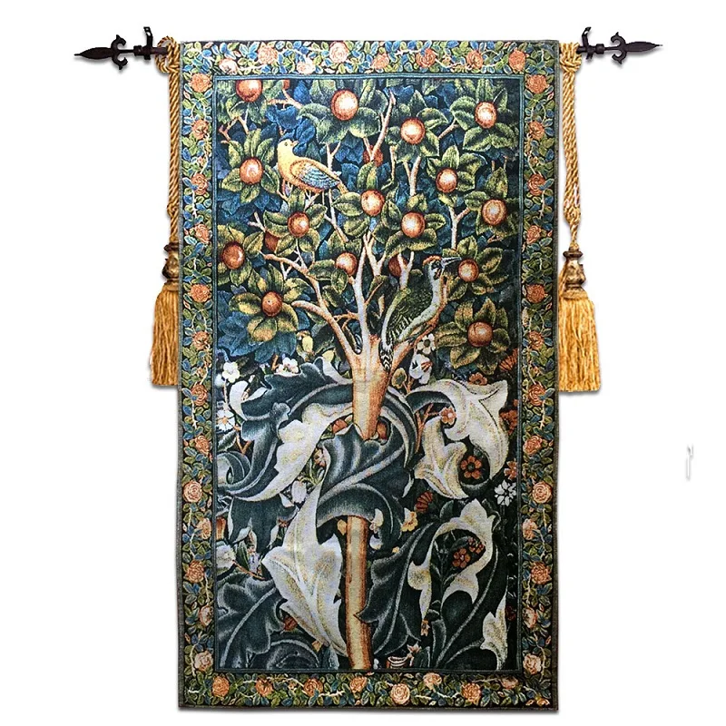 Belgický tapiséria 67 * 140 cm William Morris Woodpecker Wall zavesenie tapisérií Vstupné pozadie nástenné koberce Spálne nástenné spálne