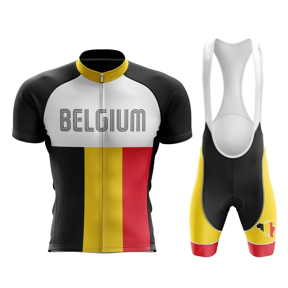 Belgium Flander Cycling Jersey Sada švajčiarskych tímov Bicykel oblečenie MTB Bike19D gélové krať