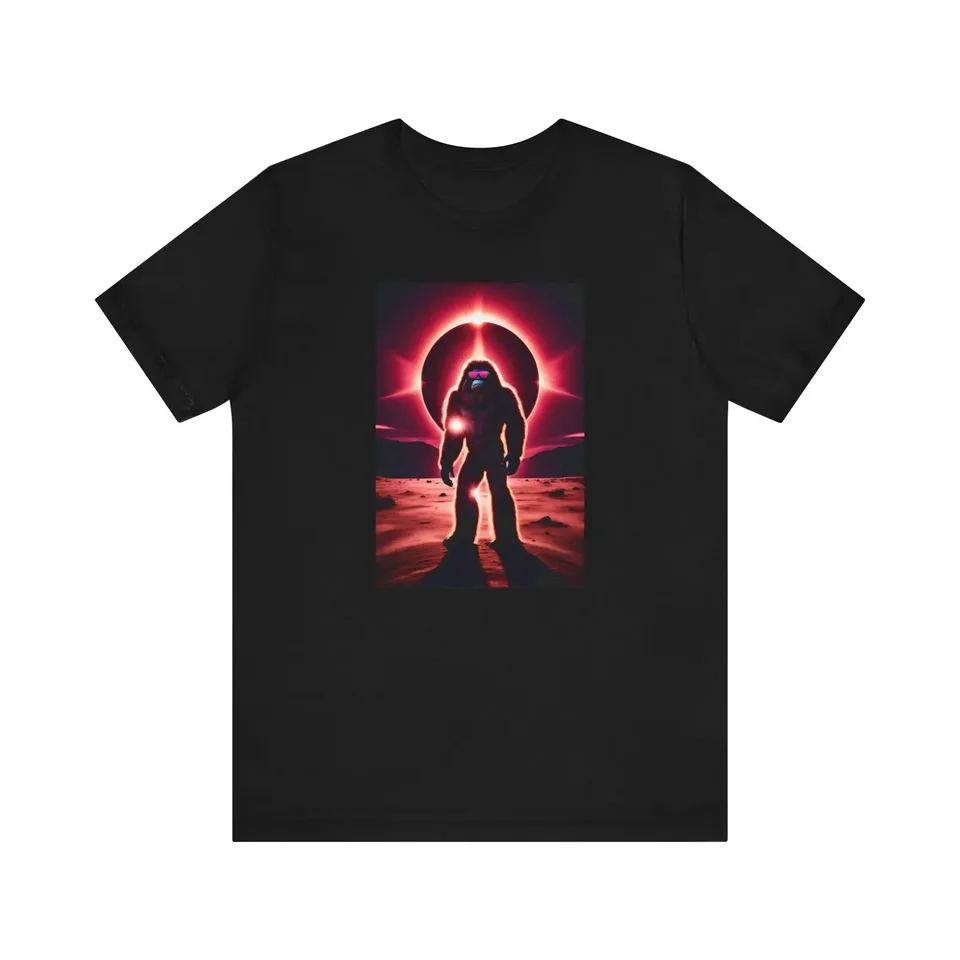 Bella+plátno 3001, unisex, čierna, 2024 Tričko celkového zatmenia Slnka, bigfoot