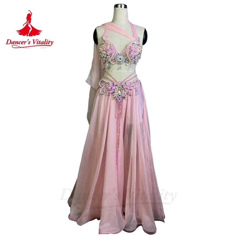 Belly Dance Competiton Suit For Women Ab Stones podprsenka+šifónová dlhá sukňa 2ks custom dospelých detí brušné tanečné predstavenie