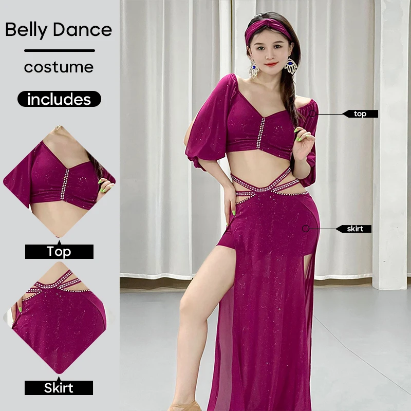 Belly Dance kostým dlhá sukňa a 2 kusy s dvom