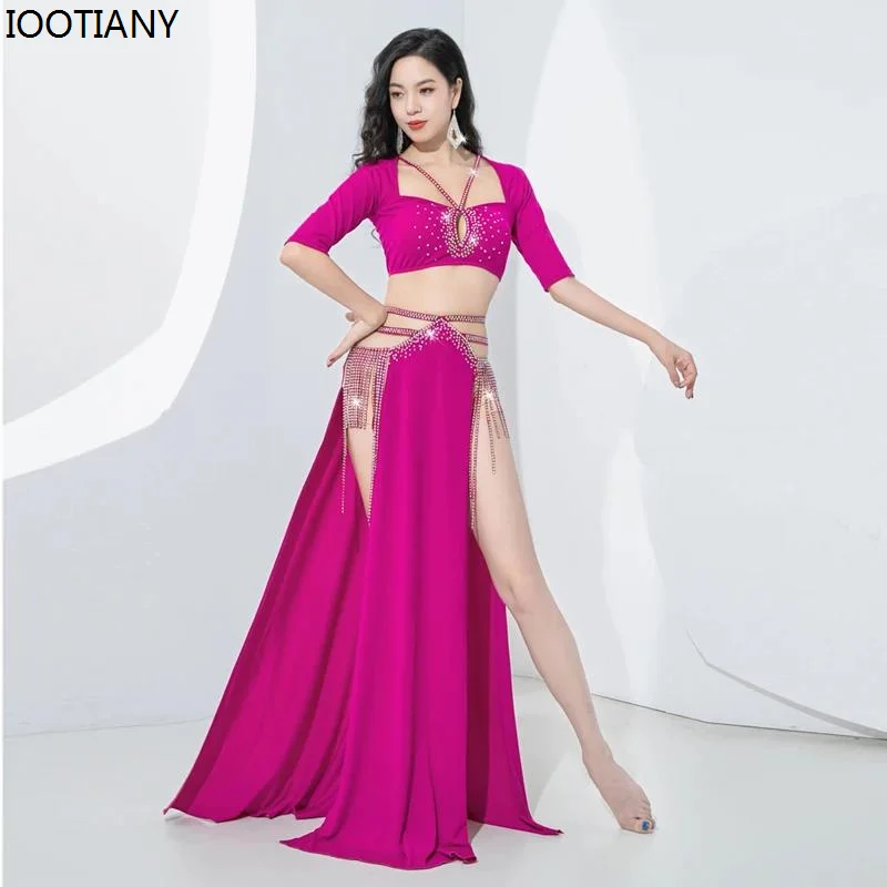 Belly Dance Performance Costume Double Slit Long Tassel Dance Performance dlhá sukňa Dámska brušná tanečná sieťová sukňa vlak