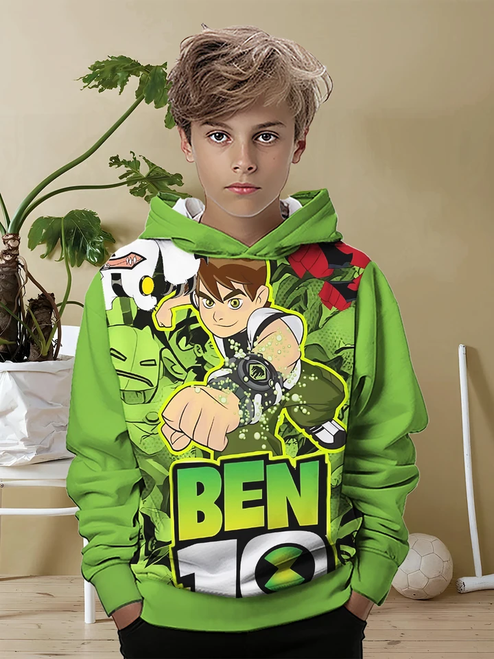 Ben 10 3D tlač všetkých sezón deti Príležitostná mikina Cool Pullover Tops Unisex Clothes Boy Girl Hoodies