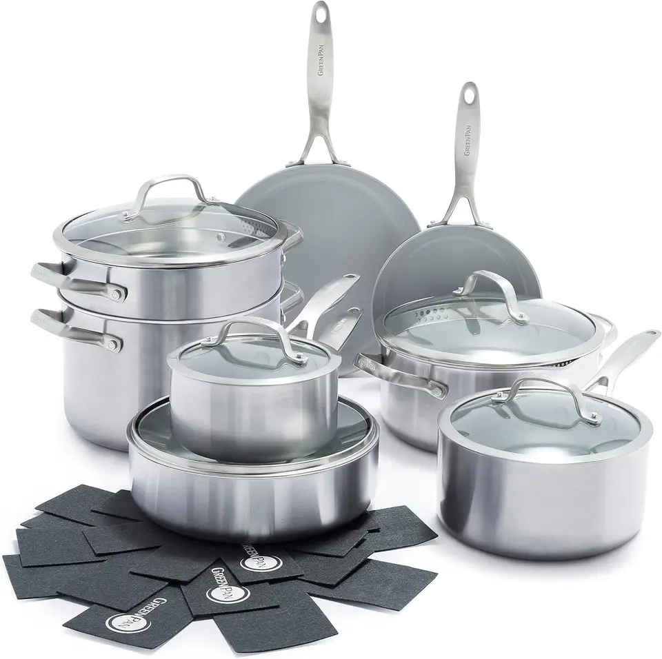 Benátky Pro Trifly z nehrdzavejúcej ocele Zdravé keramické nonstick 13-dielne kvetináče a panvice, bezprsté, viac oblečené, viac oblečené