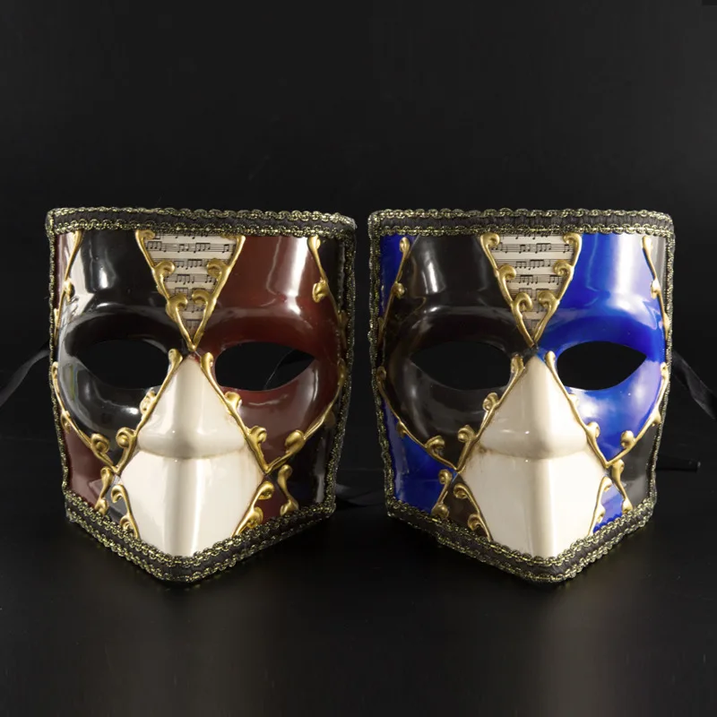 Benátska lopta celá tvár modrá červená maska ​​Vianočný tanec maškaráda Cosplay Halloween Party Capture Accessories
