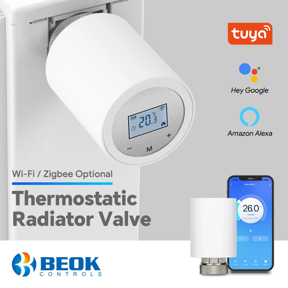BEOK TUYA SMART WIFI/ZIGBEE RADIÁTOR TERMOSTAT VENTIL SMART HOME HAPING TRV Termoregulátor Práca s Google Home Alexa