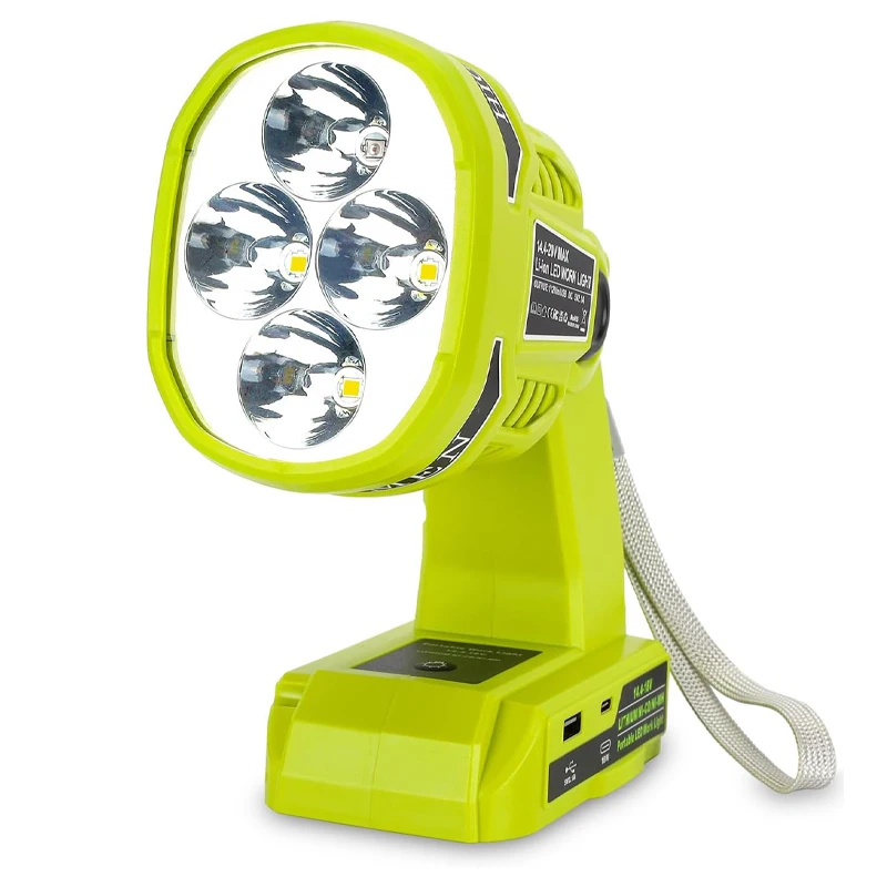 Berleská lampa LED lampa pre Ryobi 18V batéria 12W Work Light Lantern s USB a typu C 2.1a rýchle nabíjacie porty Camp Lighting