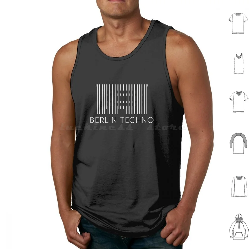 Berlínový techno klub Minimálny dizajn Tank Tops Tlač bavlnu Berlín Techno klub Berghain Panorama Minimálna hudba Rave Raver