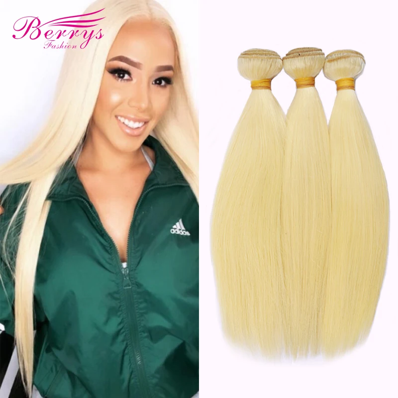 Berry móda plná blondínka brazílska rovná ľudská vlasy 613 100 g/kc 3 zväzky panenské vlasové úrody predlžovanie pre čierne ženy
