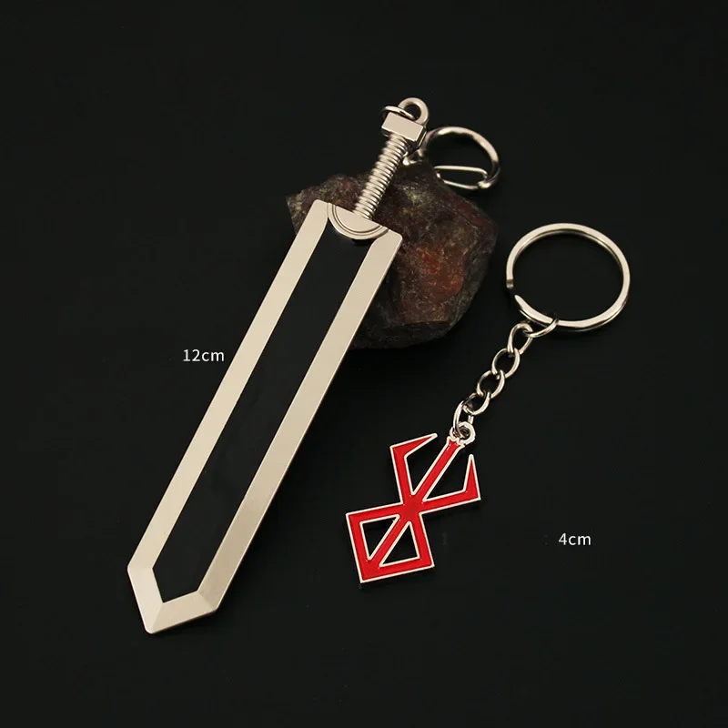 Berserk Keychains Guts Guts Dragonslayer Sword Griffith Anime Periférna kovová zbraň model Haou No Tamago Keychains Hračky pre chlapcov