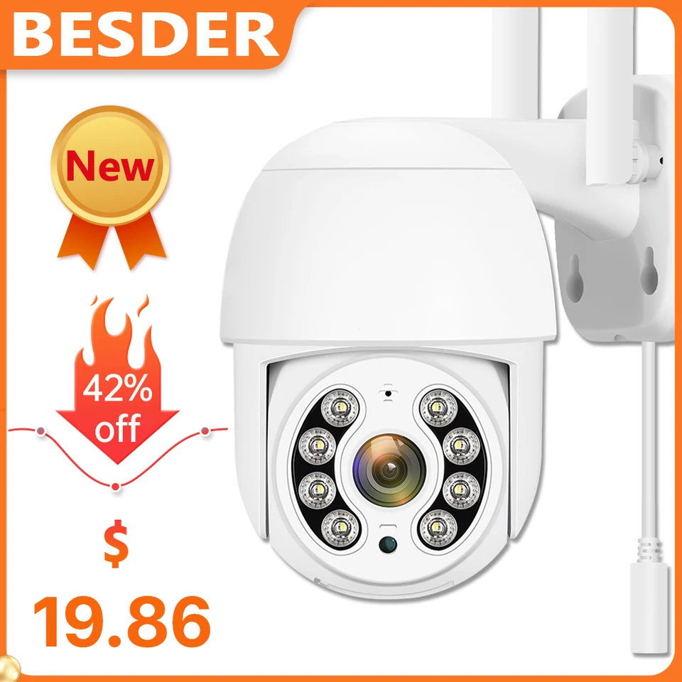 Besder 4MP 2MP PTZ IP Mini Camera WiFi 5x Digital Zoom Automatické sledovanie SD Card Storage Wireless CCTV bezpečnostná kamera pre sledovanie CCTV