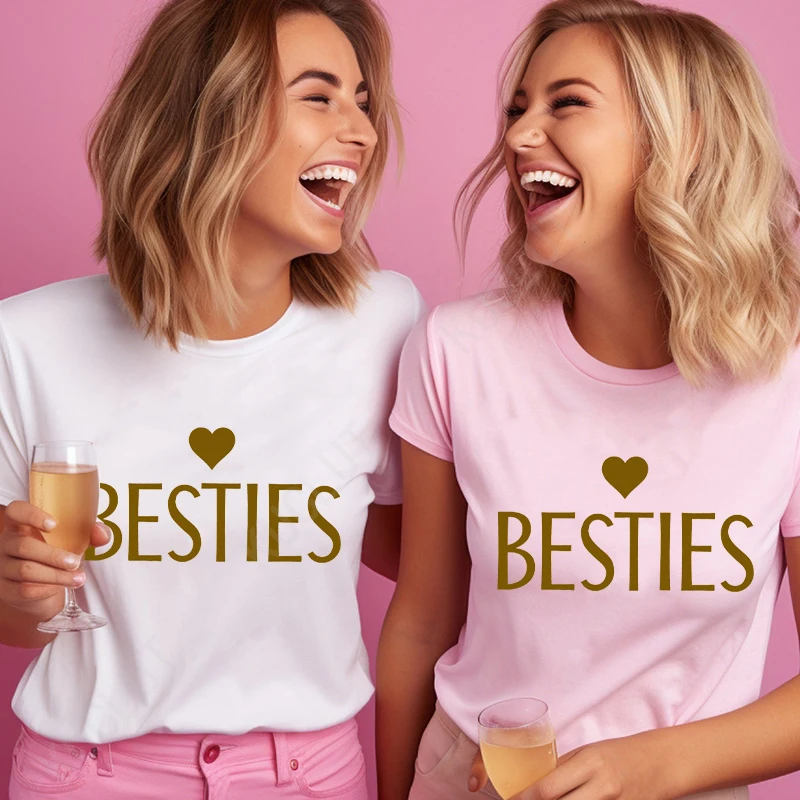 Besties tričko pre ženy oblečenie móda personalizované najlepšie priateľské tričká BFF For Life, tričko zodpovedajúce dievčatá narodeninový darček