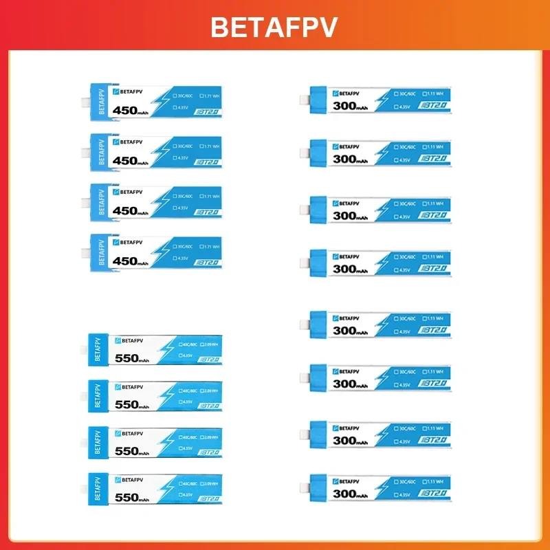 BETAFPV DRONE BATTERICKÁ BATTER BT2.0 550MAH 450MAH 300MAH 1S pre CEUT /PRO /CETUS X FPV nabíjačky MOTORY